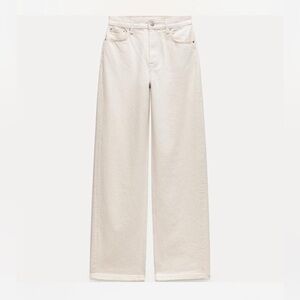 Zara Cream High Rise Wide Leg Jeans